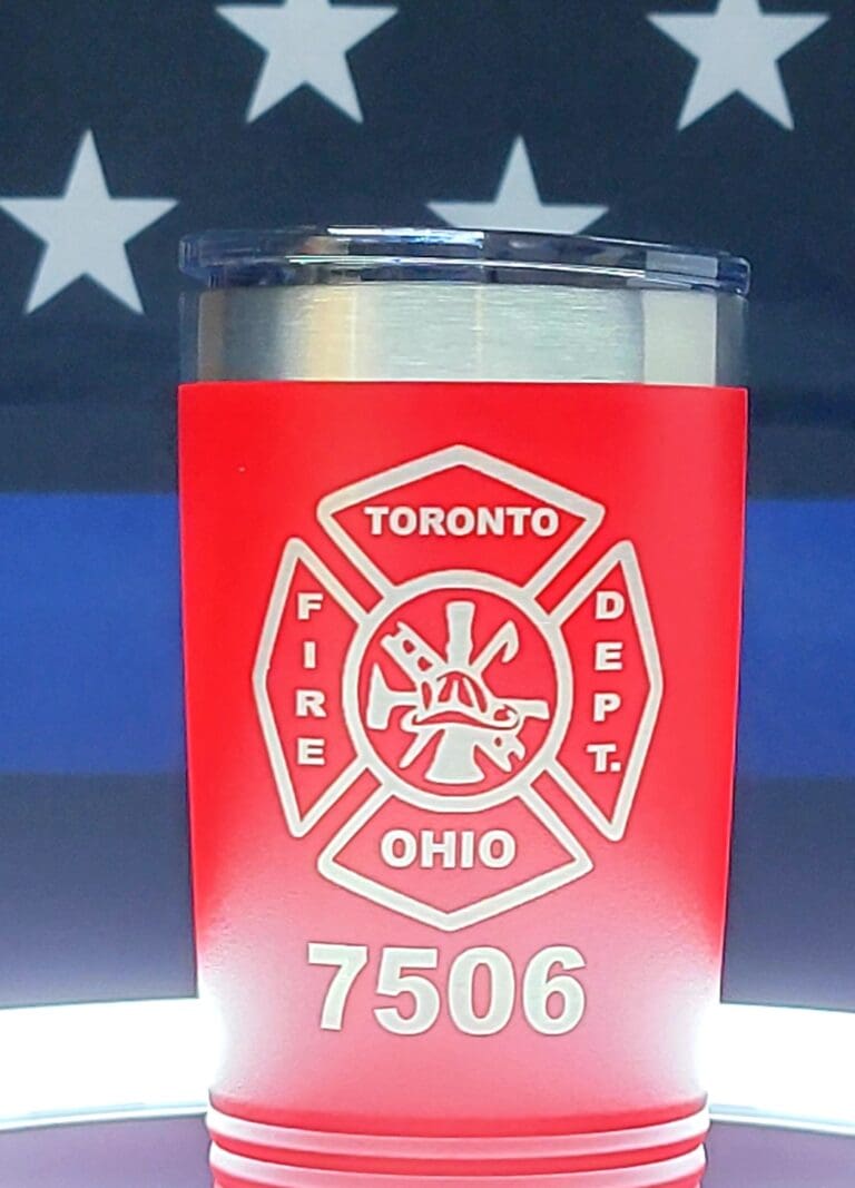 Custom engraved fire department tumbler