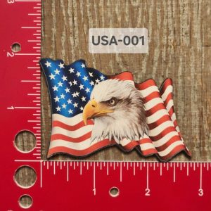 UV Printed Leatherette American flag with bald eagle Patch USA-001