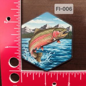 UV Printed Leatherette Trout Jumping  Patch fi-006