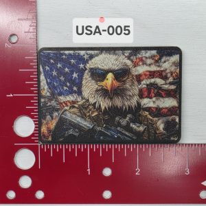 UV Printed Leatherette  Distressed  Flag Bald Eagle 2A Patch USA-005
