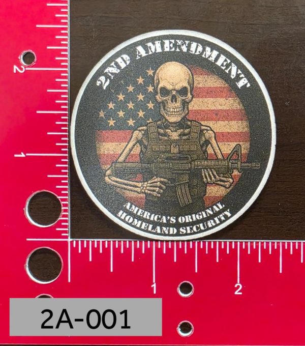 UV Printed Leatherette Patch 2nd Amendment Skeleton 2A-001 - Image 3