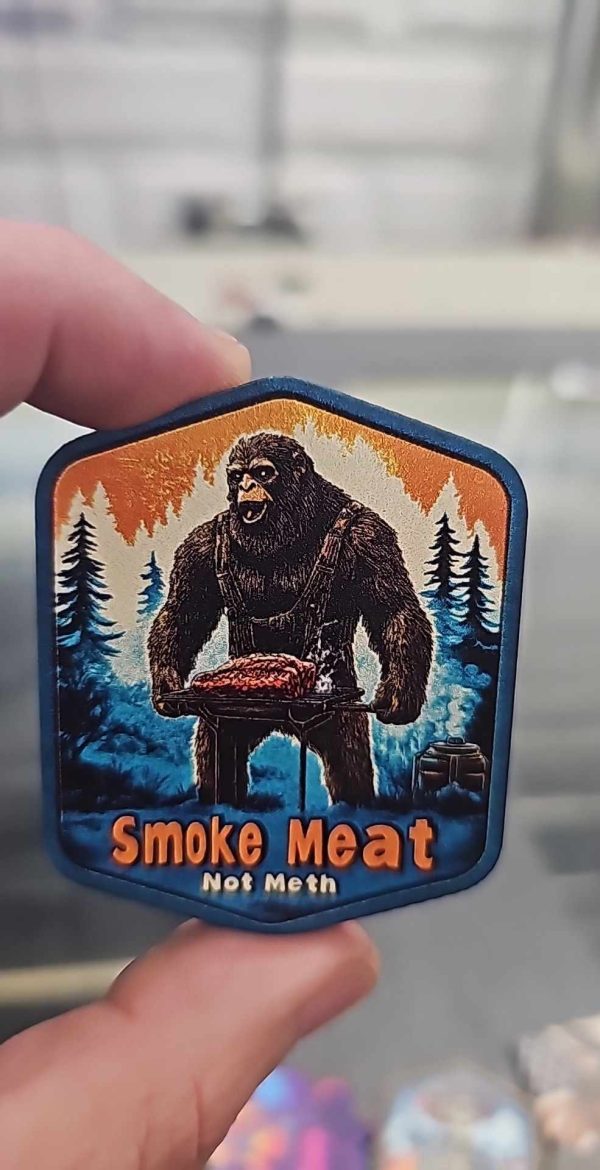 UV Printed Smoke Meat Not Meth Yeti Patch BBQ-001