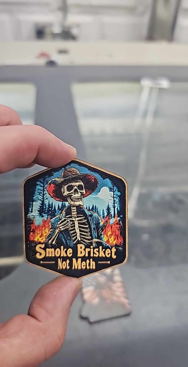 UV Printed Smoke Brisket Not Meth Skeleton Patch BBQ-004 - Image 2