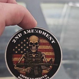 UV Printed Leatherette Patch 2nd Amendment Skeleton 2A-001