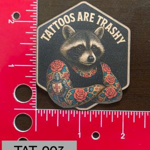 UV Printed Leatherette Patch Raccoon Tattoos are Trashy TAT-003