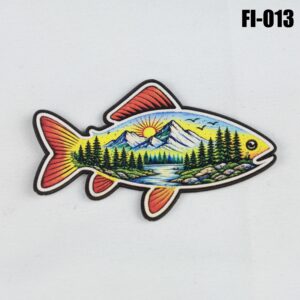Mountain Fish Hat Patch - UV Printed Leatherette
