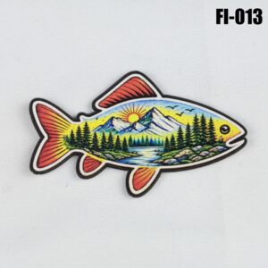 Mountain Fish Hat Patch - UV Printed Leatherette