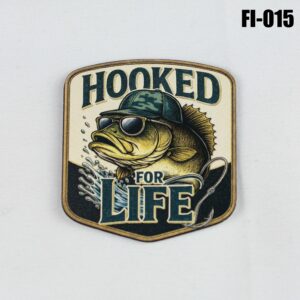 Hooked For Life Fishing Hat Patch - UV Printed Leatherette