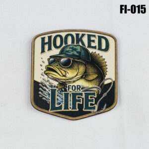 Hooked For Life Fishing Hat Patch - UV Printed Leatherette