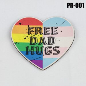 Free Dad Hugs Pride Hat Patch - UV Printed Leatherette